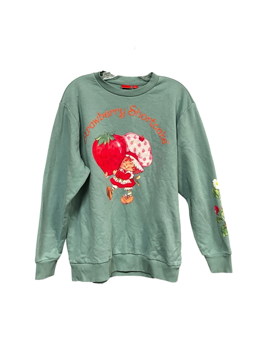 Strawberry Shortcake Graphic Sweatshirt Women’s M Green Fleece Cartoon coquette
